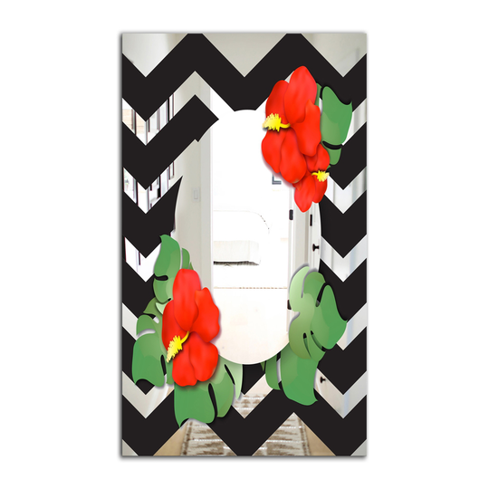 Designart Canada 35.4-in L x 23.6-in W Rectangle Botanicals Polished Wall Mirror