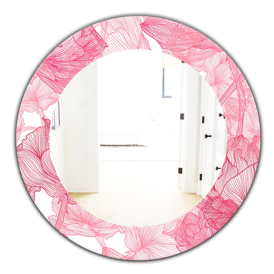 Designart Canada 24-in L x 24-in W Round Pink Spheres Traditional Polished Wall Mirror
