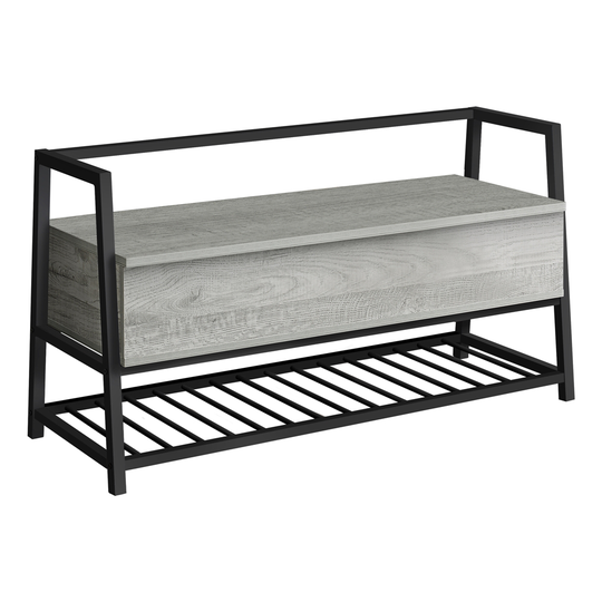 Monarch Specialties Hall Entry Bench Storage - Grey and Black Metal - 42-in