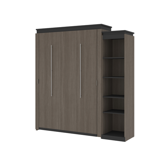 Bestar Orion Queen Murphy Bed Integrated Storage - Graphite & Bark Grey