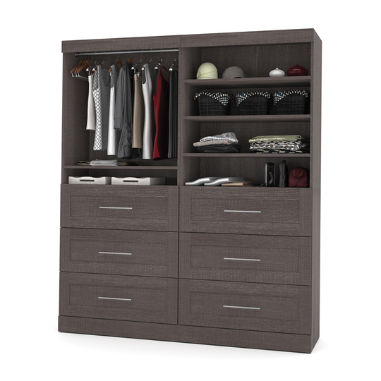 Bestar Pur 72-in Bark Grey Closet Organizer