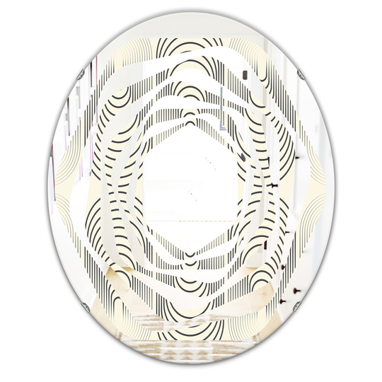 Designart Grey 31.5-in L x 23.7-in W Oval Monochrome Geometric Pattern X Polished Wall Mirror