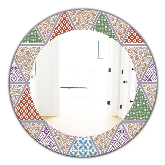 Designart Canada 24-in L x 24-in W Round Multicolour Traditional Patterns Polished Wall Mirror