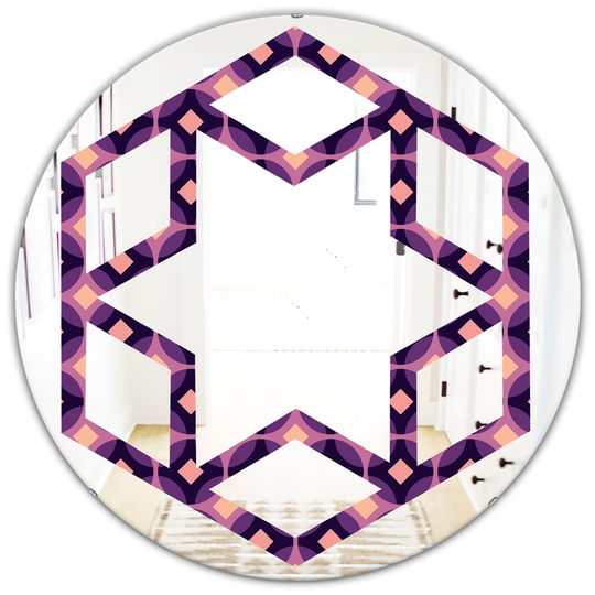 Designart 24-in x 24-in Purple and Yellow Circular Pattern Modern Round Wall Mirror