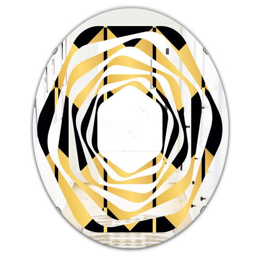 Designart 31.5-in x 23.7-in Gold Luxury/Metallic Geometrics V Modern/Oval Wall Mirror