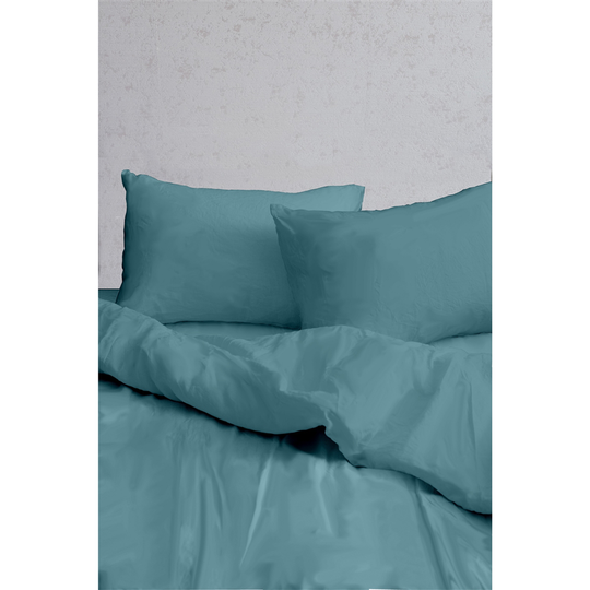 Myne Providence Blue Cotton Sateen Antibacterial King/California King Duvet Cover Set - 3-Piece