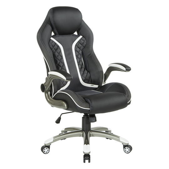 OSP Home Furnishings Xplorer Black Contemporary Ergonomic Adjustable Height Swivel Headrest Chair