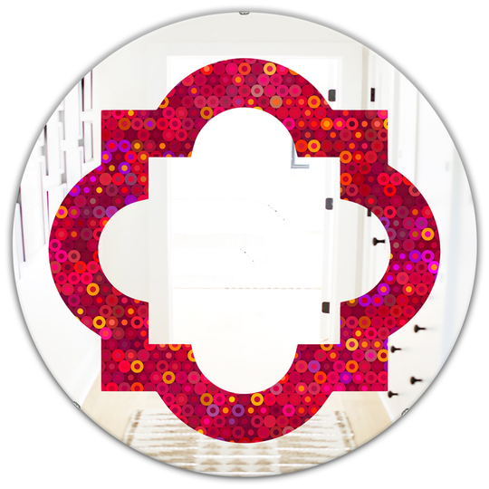 Designart 24-in x 24-in Circular Retro Design III Modern Round Mirror in Red