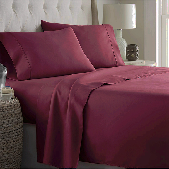 Marina Decoration King Cotton Blend 4-Piece Bed Sheets - Burgundy
