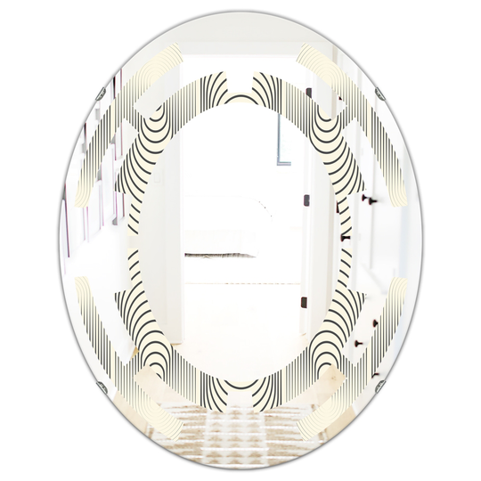 Designart 31.5-in L x 23.7-in W Grey Oval Monochrome Geometric Pattern X Modern Polished Wall Mirror