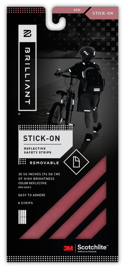Brilliant Spacio Innovations Inc. Reflective Strips Stick-On - Red - 8 Strips