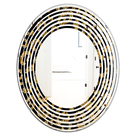 Designart 31.5-in x 23.7-in Golden Leopard Fur Modern Oval Wall Mirror in Gold