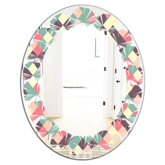 Designart 31.5-in Retro Square Design IV Modern Oval Mirror in Multi-Colour