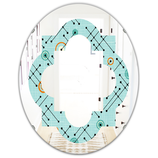 Designart Blue 31.5-in L x 23.7-in W Oval Retro Abstract Design XIV Polished Wall Mirror