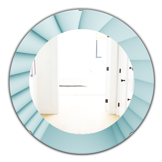 Designart 24-in x 24-in White/Light Blue Waves Modern Mirror