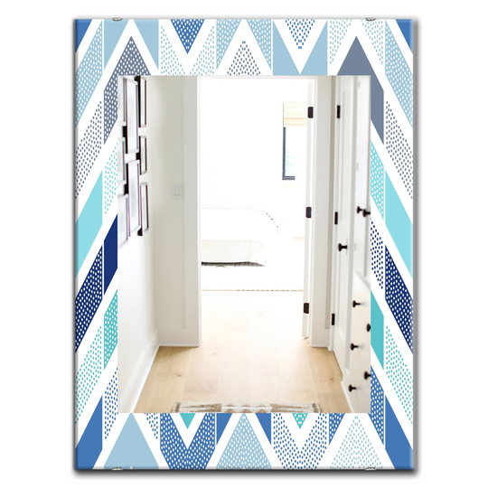 Designart Canada 35.4-in L x 23.6-in W Rectangle Retro Dotted Blue Wave Pattern Polished Wall Mirror