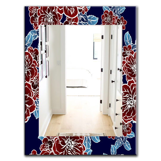 Designart Canada 35.4-in L x 23.6-in W Rectangle Floral Elements Polished Wall Mirror
