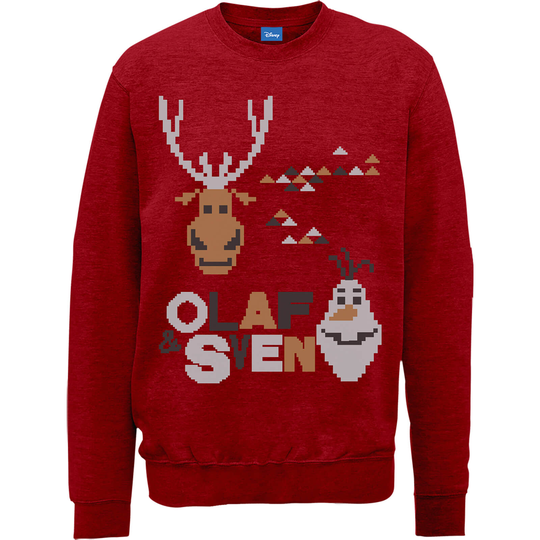 Disney Frozen Christmas Olaf And Sven Red Christmas Jumper - XXL