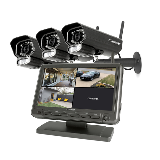 Defender PhoenixM2 Non-WiFi Plug-In RF Outdoor Security Cameras with 7-in LCD Monitor (3-Pack)