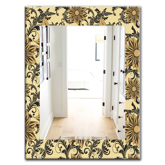 Designart 35.4-in x 23.6-in Yellow/Gold Floral Mirror