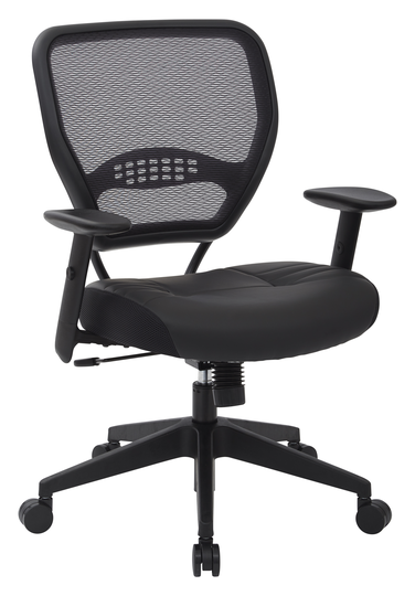 Space Seating® Black Office Chair with Leather Seat