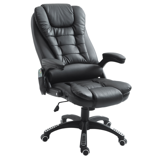 HomCom Black Contemporary Adjustable Height Swivel Ergonomic Office Chair with Massage Feature