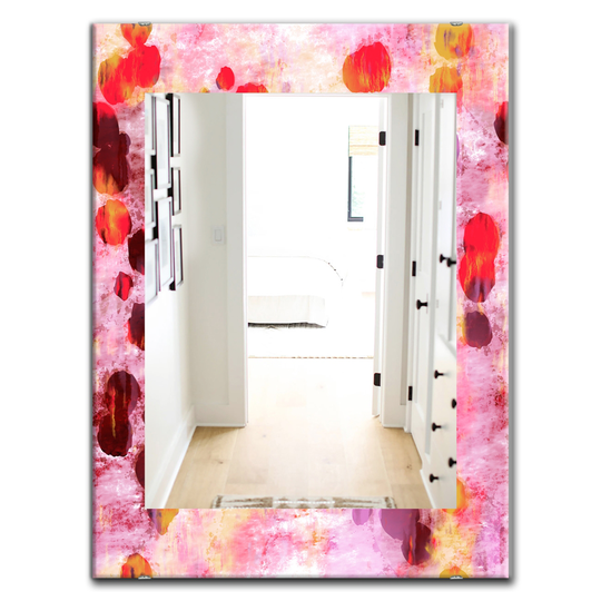Designart Canada 35.4-in L x 23.6-in W Rectangle Pink Spheres Modern Polished Wall Mirror