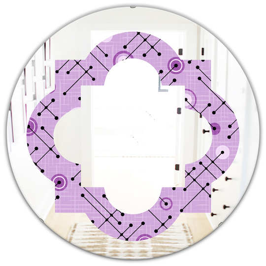 Designart 24-in Round Purple 1950 Retro Pattern III Polished Wall Mirror