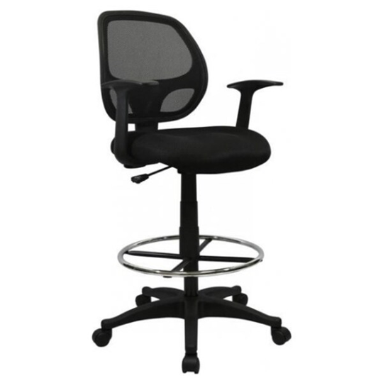 Nicer Interior Computer Desk Drafting Chair with Foot Ring - Black