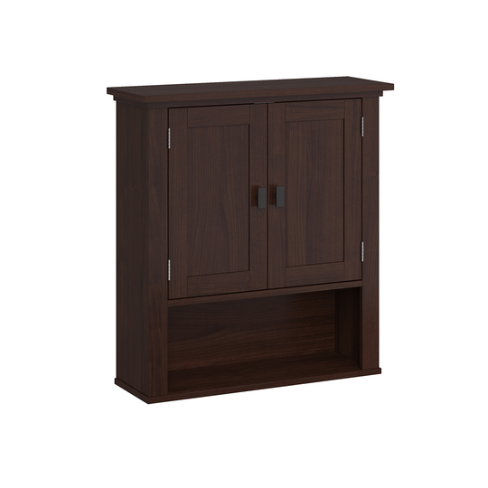 Riverridge Home 23-in x 24.5-in x 8-in Dark Woodgrain Two-Door Wall Cabinet