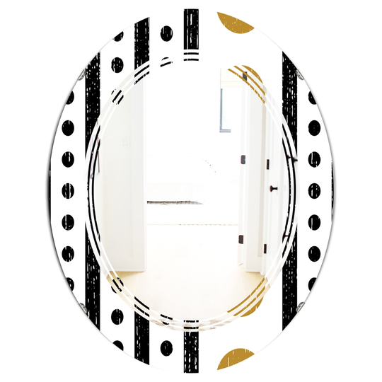 Designart 31.5-in Retro Geometrical Abstract Minimal Pattern VII Modern Oval Mirror in Black