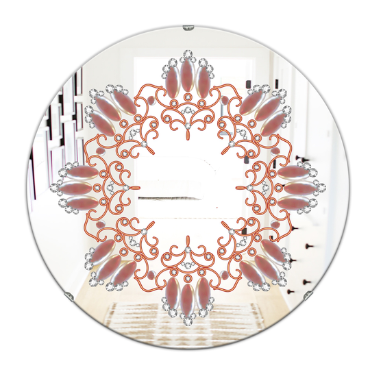Designart Neutral Color Pattern Round 24-in L x 24-in W Polished Glam Bronze Wall Mounted Mirror