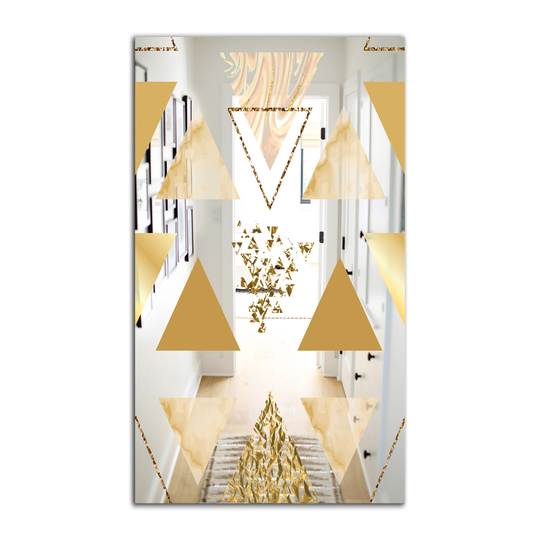 Designart Capital Gold Diamond 1 Rectangular 35.4-in L x 23.6-in W Polished Mid-Century Wall Mounted Mirror