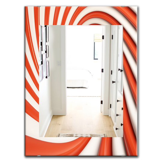 Designart 35.4-in x 23.6-in Red/Orange Spiral Modern Mirror