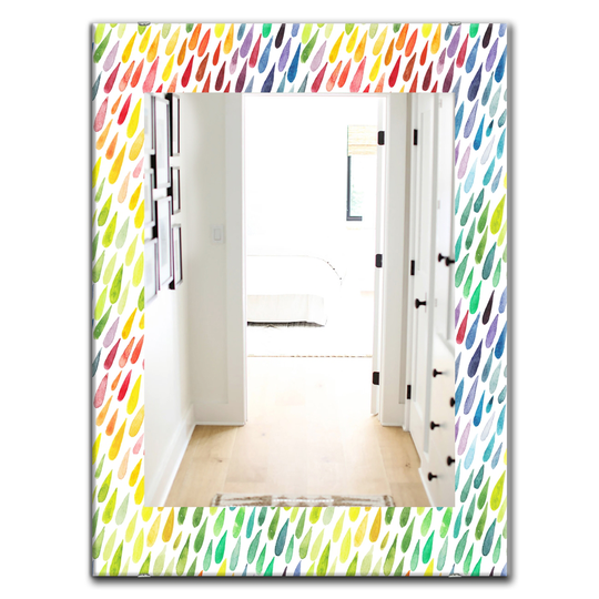 Designart 35.4-in x 23.6-in Yellow/Gold Collection of Paint Splash Watercolour Drops Modern Mirror