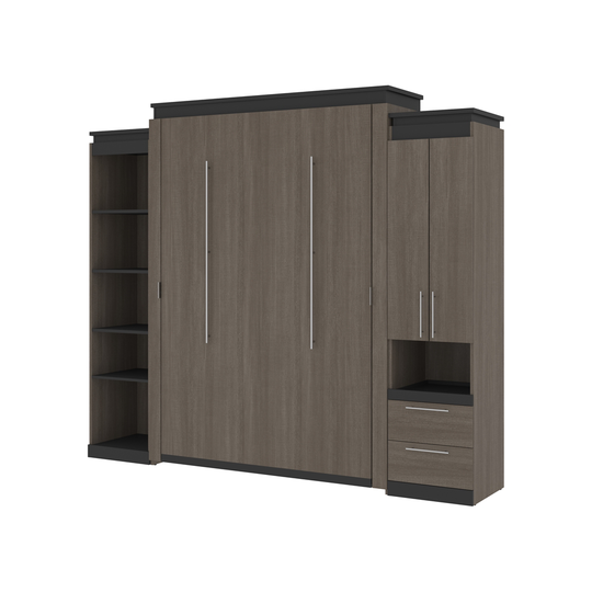 Bestar Orion Queen Murphy Bed Integrated Storage - Bark grey & Graphite