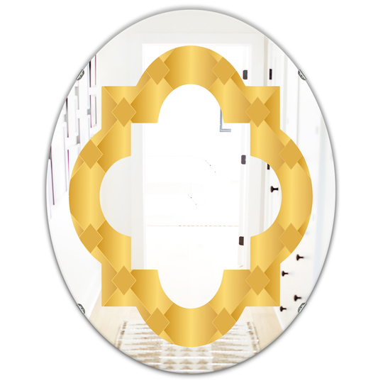 Designart 31.5-in Golden Geometric I Modern Oval Mirror