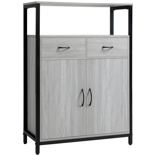 HomCom Light Grey MDF/Metal Storage Cabinet