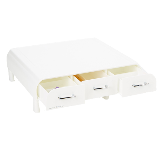 Mind Reader 13.46-in White Traditional Adjustable Monitor Stand with Desk Organizer