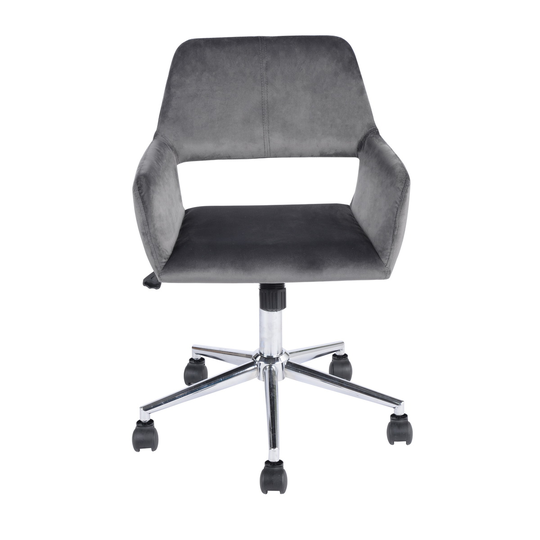Homycasa office Chair - Velvet Grey and Chrome