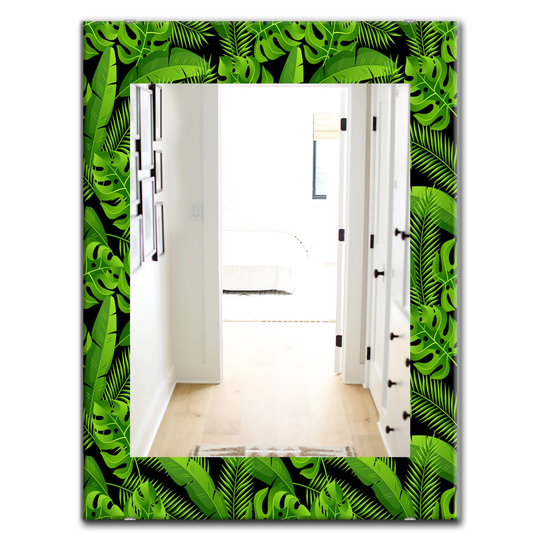 Designart 35.4-in x 23.6-in Tropical Mood Foliage Bohemian and Eclectic Mirror in Green