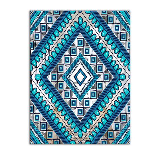 Designart Triangular Crenellated Rectangular 35.4-in L x 23.6-in W Polished Eclectic Blue Wall Mounted Mirror