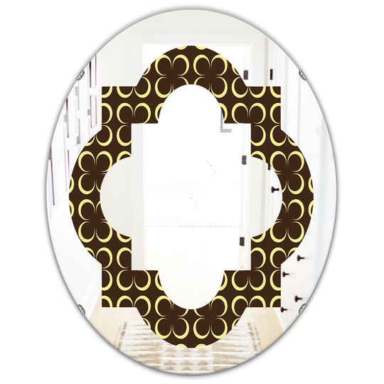 Designart Brown 31.5-in L x 23.7-in W Oval Floral Retro Pattern II Polished Wall Mirror