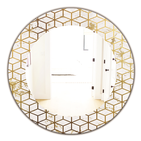 Designart Canada 24-in L x 24-in W Round Yellow Capital Gold Honeycomb Polished Wall Mirror