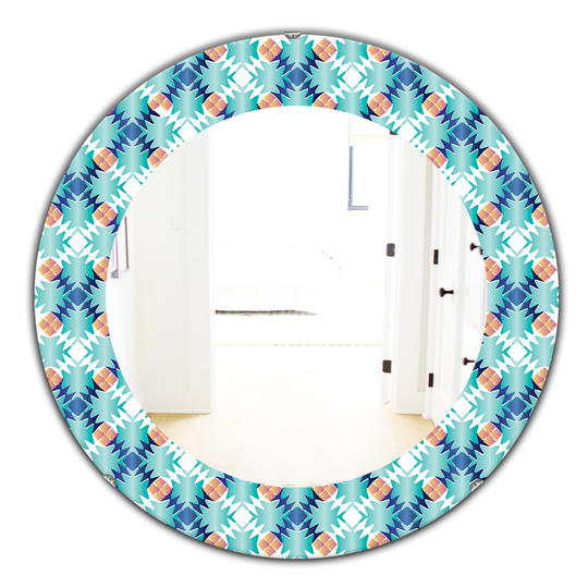 Designart Canada 24-in L x 24-in W Round Shades of Blue Polished Wall Mirror