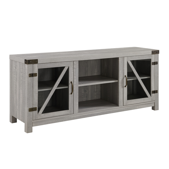 Walker Edison Farmhouse TV Cabinet - 59-in x 25-in - Stone Grey
