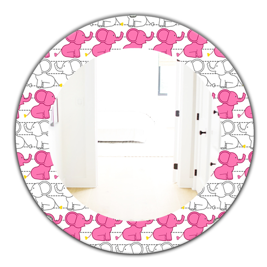 Designart 24-in x 24-in Pink Elephant Kids Bohemian and Eclectic Mirror