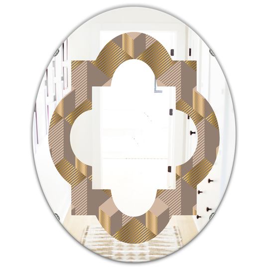 Designart Brown 31.5-in L x 23.7-in W Oval Retro Square Design V Polished Wall Mirror
