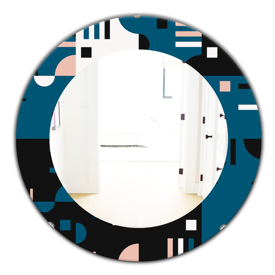 Designart Canada 24-in L x 24-in W Round Retro Blue Polished Wall Mirror