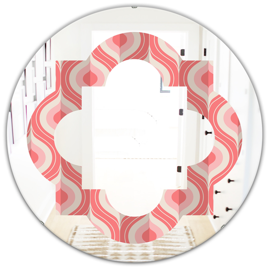 Designart 24-in x 24-in Retro Drop Design I Modern Round Wall Mirror - Pink